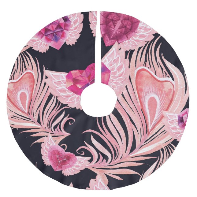 Nahtloses, sanftes Watercolor-Muster Polyester Weihnachtsbaumdecke (Vorderseite)