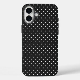 Nahtloses schwarz-weißes Tupfenmuster iPhone 16 Plus Hülle