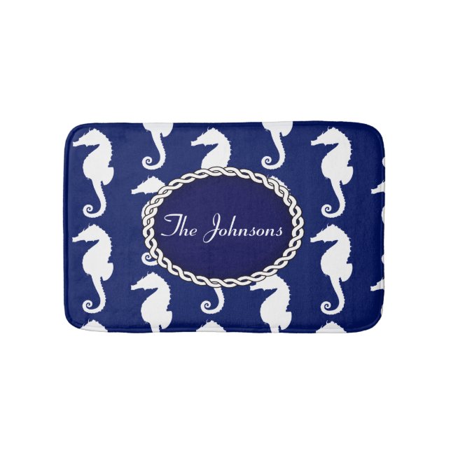 Nahtloses Seepferd Muster Badematte (Vorderseite)