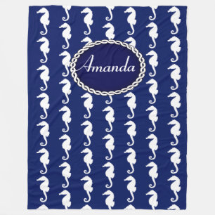 Nahtloses Seepferd Muster Fleecedecke