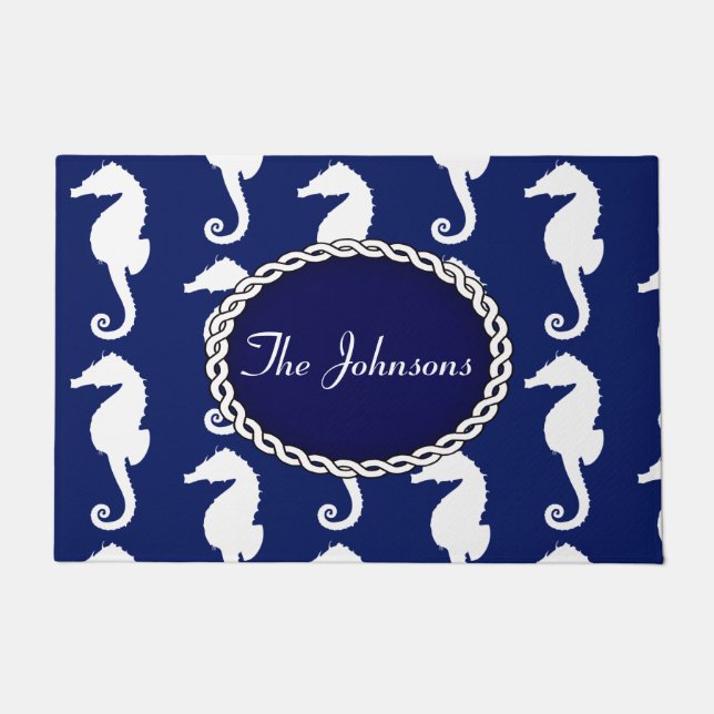 Nahtloses Seepferd Muster Fußmatte (Vorderseite)