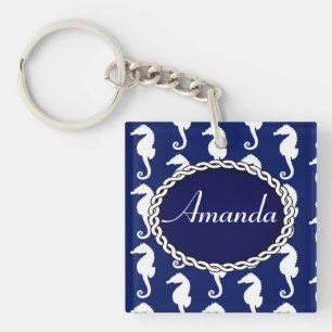 Nahtloses Seepferd Muster Schlüsselanhänger