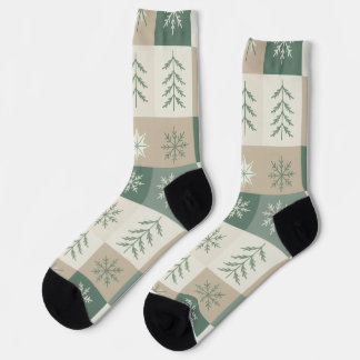 Nahtloses skandinavisches Weihnachtsbaum-Muster Socken