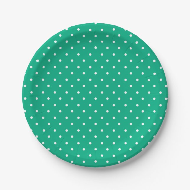 Nahtloses, solides Türkis-Polka-Punktmuster Pappteller (Vorderseite)