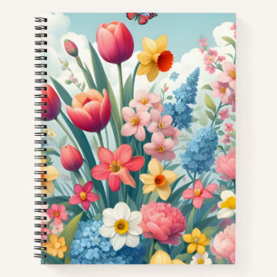 Nahtloses Spring Garden Notebook Notizbuch