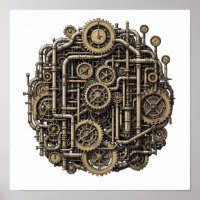 Nahtloses Steampunk-Zahnrad-Muster auf Stoff und P