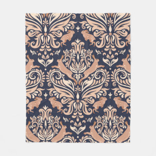 Nahtloses symmetrisches Muster im Damaskasstil.  Fleecedecke
