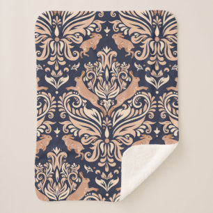 Nahtloses symmetrisches Muster im Damaskasstil.  Sherpadecke