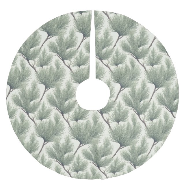Nahtloses Tamarix-Akazienbaum-Blattmuster Polyester Weihnachtsbaumdecke (Vorderseite)