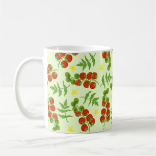 Nahtloses Tomatenmuster. Gemüse-Druck. Vintage Kaffeetasse