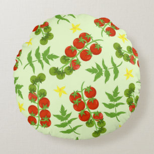 Nahtloses Tomatenmuster. Gemüsemuster. Vintage Rundes Kissen