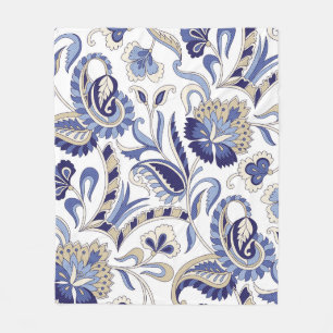 Nahtloses traditionelles indisches blaues Paisleym Fleecedecke