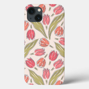 Nahtloses Tulpen-Blumenmuster – Vintage-Botanik Case-Mate iPhone Hülle