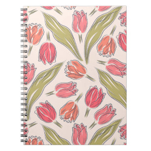 Nahtloses Tulpen-Blumenmuster – Vintage Botanik Notizblock