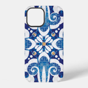 Nahtloses türkisfarbenes buntes Muster. Vintage-Mu iPhone 12 Hülle