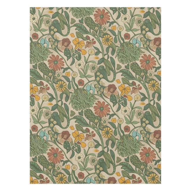 Nahtloses vintage botanisches Muster Tischdecke (Vorderseite)