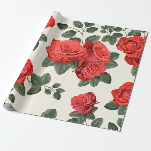 Nahtloses Vintages Muster mit Rose Geschenkpapier (Ungerollt)
