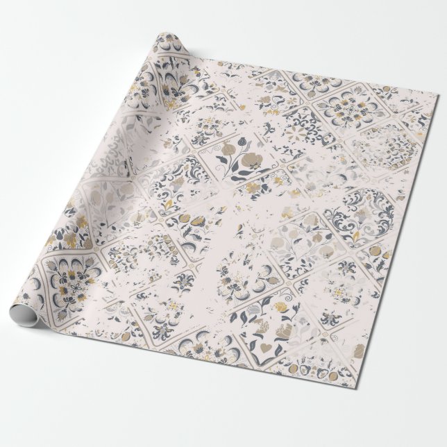 Nahtloses Vintages Muster mit Wirkung von attriti Geschenkpapier (Ungerollt)