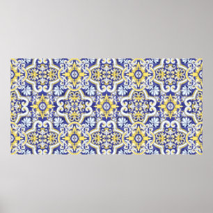 Nahtloses Vintages Muster mit Wirkung von attriti Poster