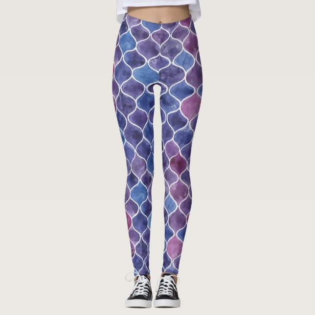 Nahtloses Violett-Muster Leggings (Vorderseite)