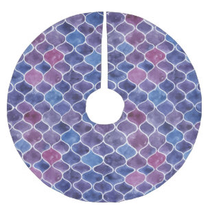Nahtloses Violett-Muster Polyester Weihnachtsbaumdecke