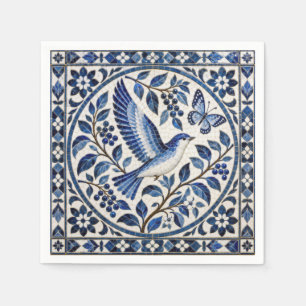 Nahtloses Vogel- und Schmetterlings-Blauen-Fliesen Serviette