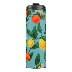 Nahtloses Wasserfarbmuster. Ein Ornament aus b Thermosbecher