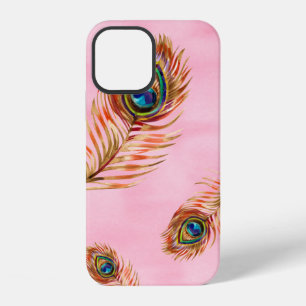 Nahtloses Wasserfarbmuster mit goldenem Pfau feat iPhone 12 Hülle