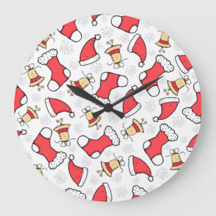 Nahtloses Weihnachtsmuster, festliches Design. Große Wanduhr