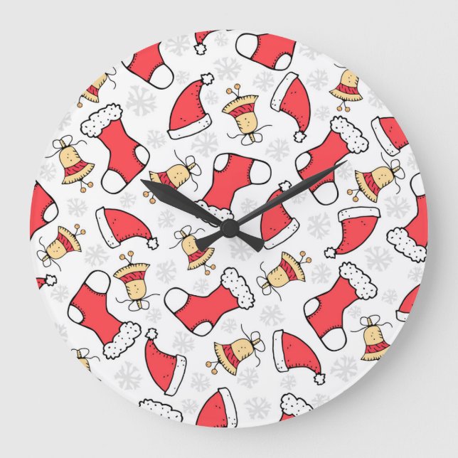Nahtloses Weihnachtsmuster, festliches Design. Große Wanduhr (Vorderseite)