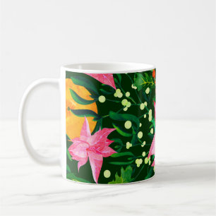 Nahtloses Weihnachtsmuster in Aquarellfarbe mit Po Kaffeetasse