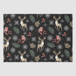 Nahtloses Weihnachtsmuster mit Hirschen und Bullfi Seidenpapier