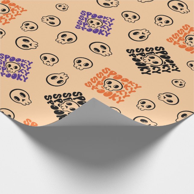 Nahtloses Wrapping Paper mit Skullen zu Halloween Geschenkpapier (Ecke)