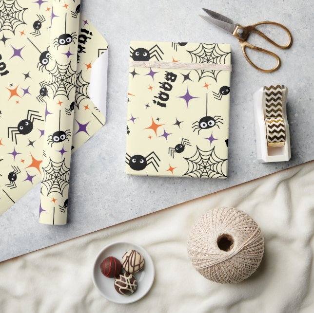 Nahtloses Wrapping Paper: Spinnen, Cobweb und Boo! Geschenkpapier (Kunsthandwerk)