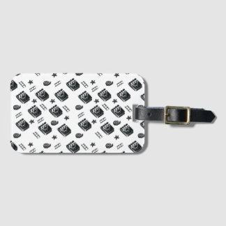 Nahtloses Ziakmuster mit Kinosymbolen und Klatsch Gepäckanhänger