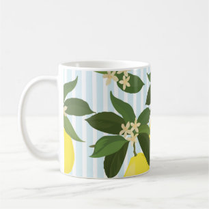 Nahtloses Zitrus-Vintage-Muster auf weißem Hinterg Kaffeetasse