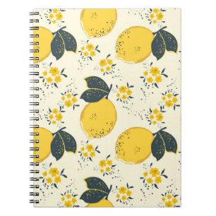 Nahtloses Zitrusmuster mit farbiger gelber Zitrone Notizblock