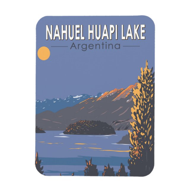 Nahuel Huapi Lake Argentina Reisen Kunst Vintag Magnet (Vertikal)