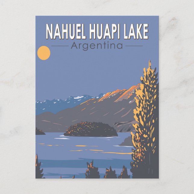 Nahuel Huapi Lake Argentina Reisen Kunst Vintag Postkarte (Vorderseite)