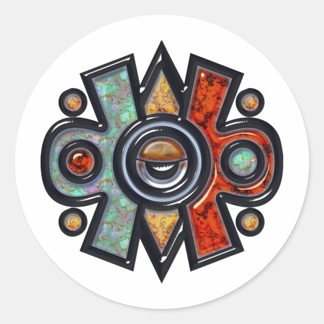 Nahui Ollin Runder Aufkleber (Vorderseite)