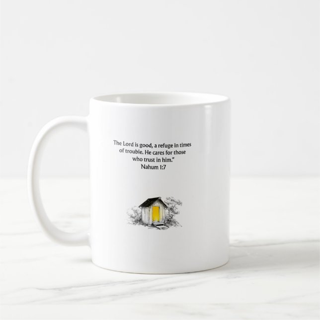 Nahum 1:7 Bibelvers christliche Tasse (Links)