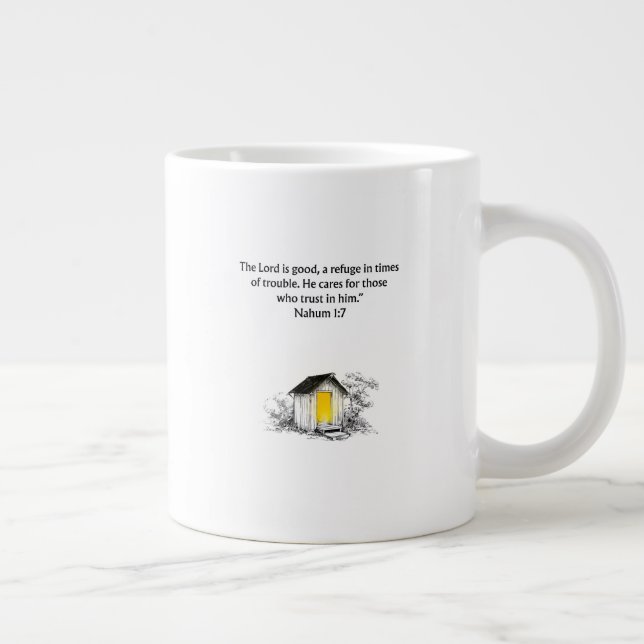 Nahum 1:7 Bibelvers christliche Tasse (Rechts)