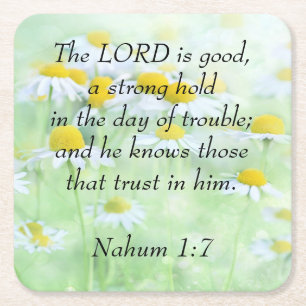 Nahum 1:7 rechteckiger pappuntersetzer