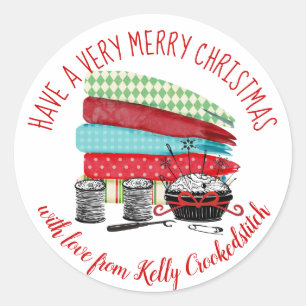 Nähvorstellungen aus Stoff, die Weihnachtsaufklebe Runder Aufkleber