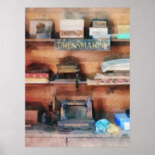 Nähzubehör und Nähmaschine Poster
