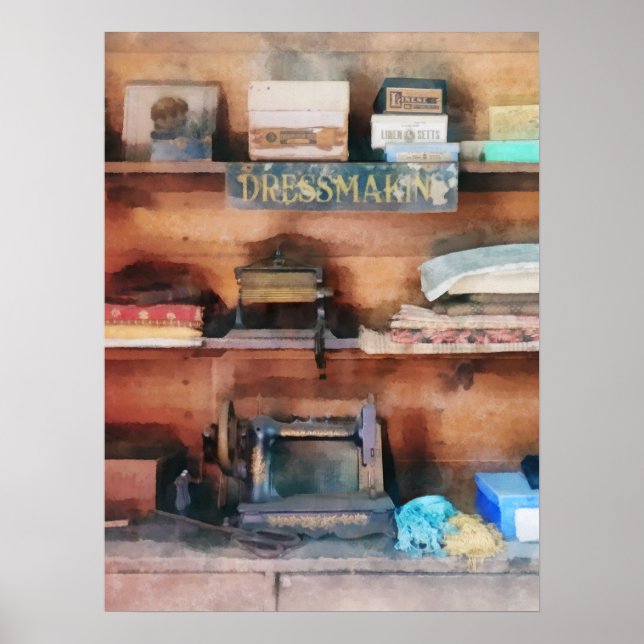 Nähzubehör und Nähmaschine Poster (Vorne)