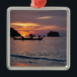 Nai Yang Beach, Phuket, Thailand Ornament Aus Metall<br><div class="desc">Nai Yang Beach,  Phuket,  thailändischer Sonnenuntergang,  mit einer Beschriftung versehen.</div>