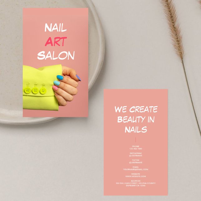 Nail Art Salon l Blush Pink Manicurist Nail Artist Visitenkarte (Von Creator hochgeladen)