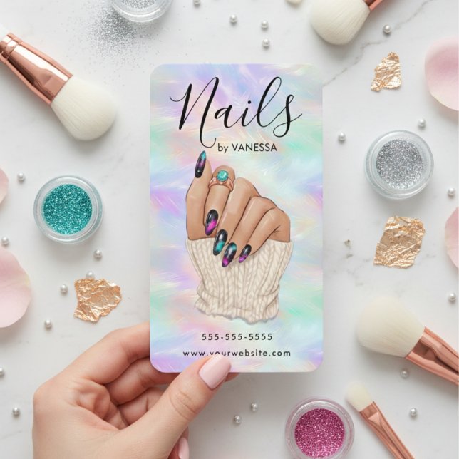 Nail Art Studio Manicurist Artist Stylish Opal Visitenkarte (Von Creator hochgeladen)