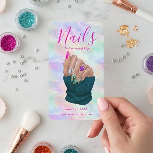 Nail Art Studio Stylish Opal Manicurist Artist Visitenkarte (Von Creator hochgeladen)